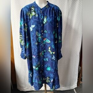 NWT Johnny Was Vibrant Blue Butterfly Patterned Dress